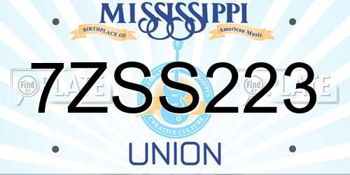7ZSS223 Mississippi License Plate