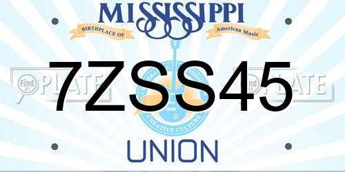 7ZSS45 Mississippi License Plate