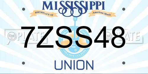 7ZSS48 Mississippi License Plate
