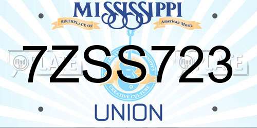 7ZSS723 Mississippi License Plate