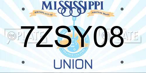 7ZSY08 Mississippi License Plate