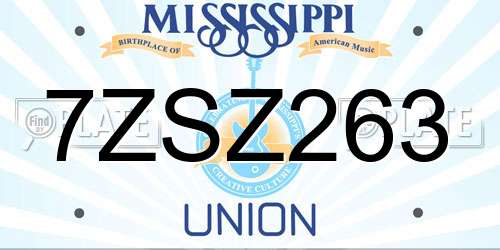 7ZSZ263 Mississippi License Plate