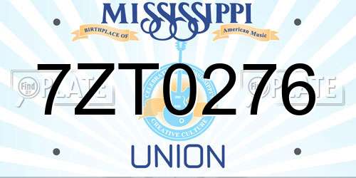 7ZT0276 Mississippi License Plate