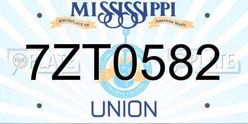 7ZT0582 Mississippi License Plate