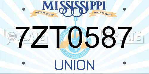 7ZT0587 Mississippi License Plate