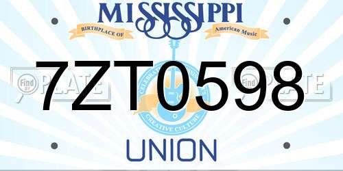 7ZT0598 Mississippi License Plate