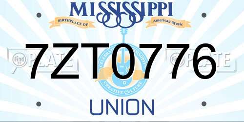 7ZT0776 Mississippi License Plate
