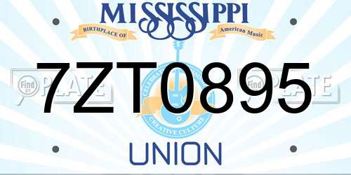 7ZT0895 Mississippi License Plate