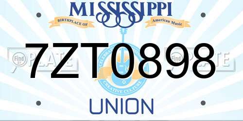 7ZT0898 Mississippi License Plate