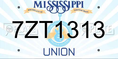 7ZT1313 Mississippi License Plate