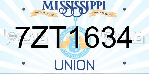7ZT1634 Mississippi License Plate