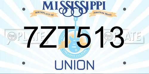 7ZT513 Mississippi License Plate