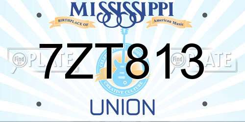 7ZT813 Mississippi License Plate