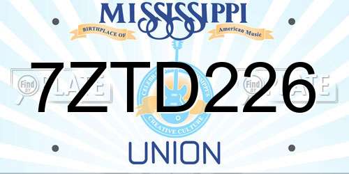 7ZTD226 Mississippi License Plate