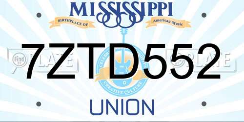 7ZTD552 Mississippi License Plate