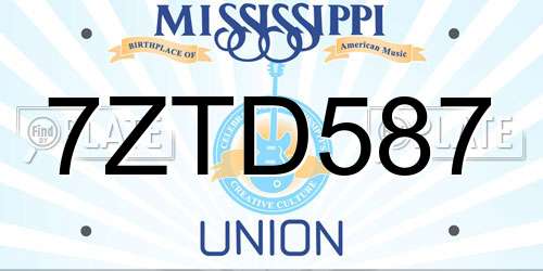 7ZTD587 Mississippi License Plate