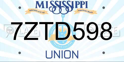 7ZTD598 Mississippi License Plate