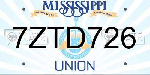 7ZTD726 Mississippi License Plate