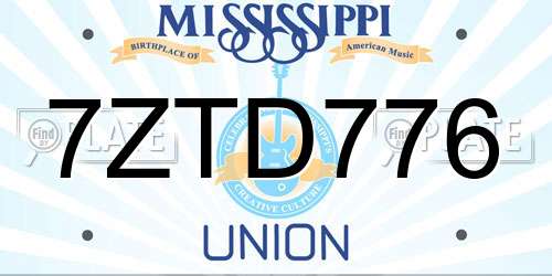 7ZTD776 Mississippi License Plate