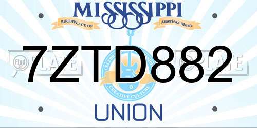 7ZTD882 Mississippi License Plate