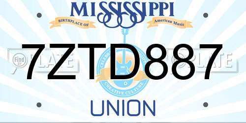 7ZTD887 Mississippi License Plate