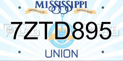 7ZTD895 Mississippi License Plate