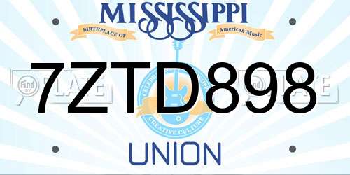 7ZTD898 Mississippi License Plate