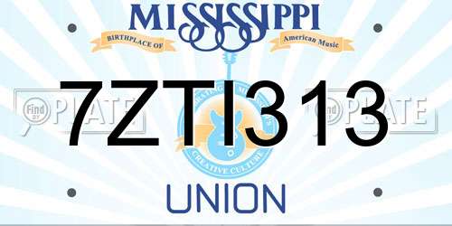 7ZTI313 Mississippi License Plate