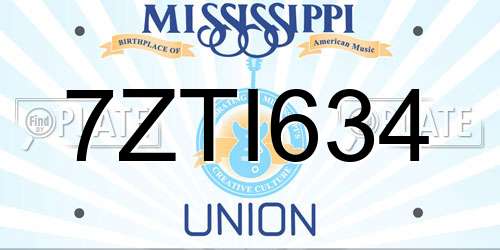 7ZTI634 Mississippi License Plate