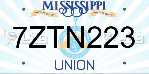 7ZTN223 Mississippi License Plate
