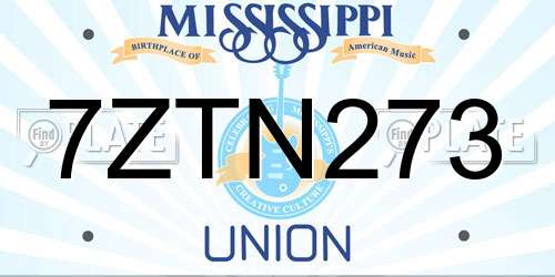 7ZTN273 Mississippi License Plate