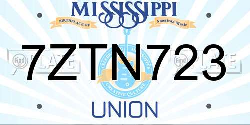 7ZTN723 Mississippi License Plate