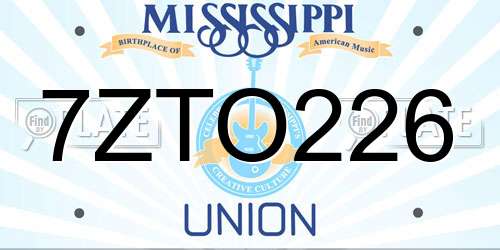 7ZTO226 Mississippi License Plate