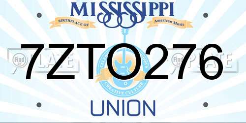 7ZTO276 Mississippi License Plate