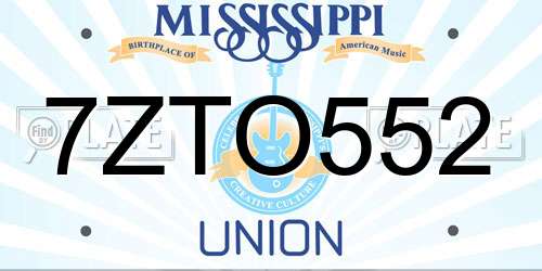 7ZTO552 Mississippi License Plate