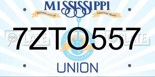 7ZTO557 Mississippi License Plate