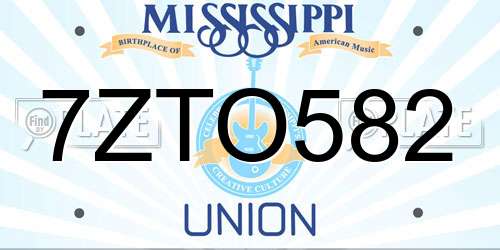 7ZTO582 Mississippi License Plate