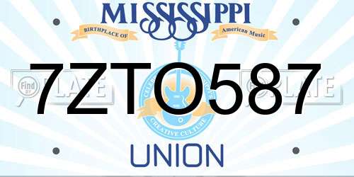 7ZTO587 Mississippi License Plate