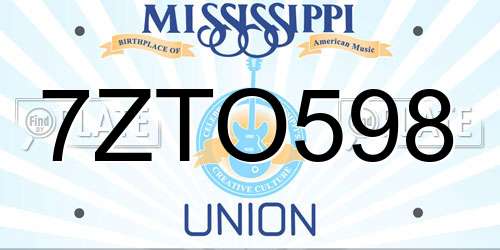 7ZTO598 Mississippi License Plate