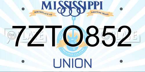7ZTO852 Mississippi License Plate