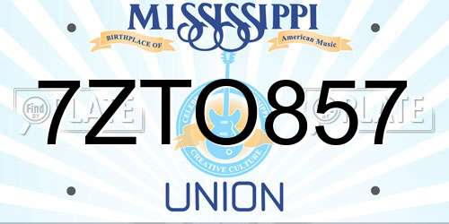 7ZTO857 Mississippi License Plate