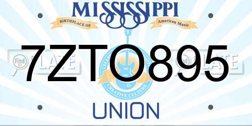 7ZTO895 Mississippi License Plate