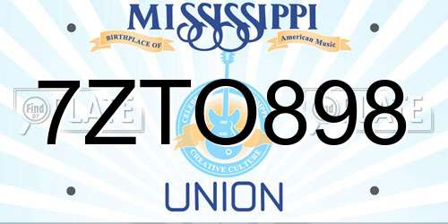 7ZTO898 Mississippi License Plate
