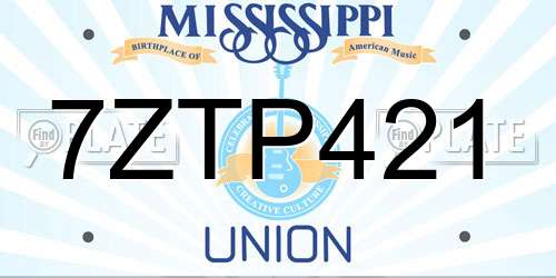 7ZTP421 Mississippi License Plate