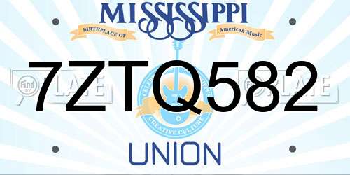 7ZTQ582 Mississippi License Plate
