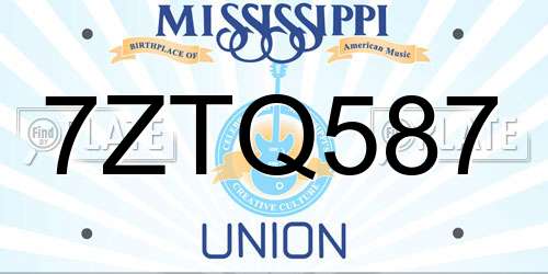 7ZTQ587 Mississippi License Plate