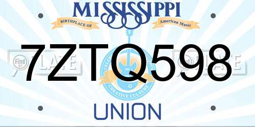 7ZTQ598 Mississippi License Plate