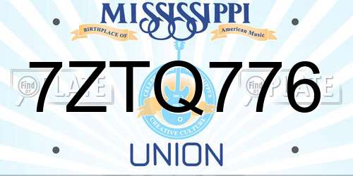 7ZTQ776 Mississippi License Plate