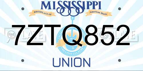 7ZTQ852 Mississippi License Plate