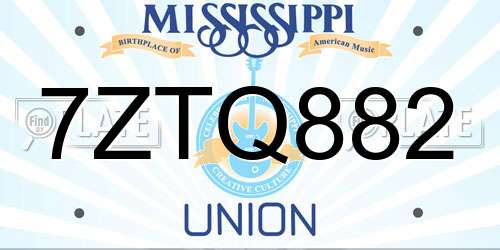 7ZTQ882 Mississippi License Plate